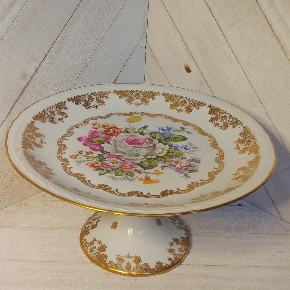 Limoges Vintage Cake Stand Made In France Hand Painted Porcelain